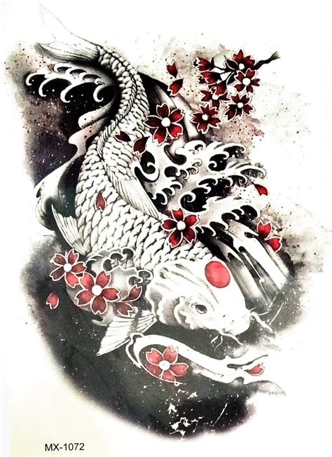 koi with cherry blossom tattoo|koi fish body tattoo.